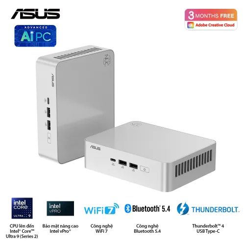 Máy tính Mini PC ASUS NUC 15 PRO+ NUC15CRS| Ultra 5 225H | 2xDDR5 | INTEL ARC GPU | 2xNVMe | 2xHDMI | 2xTHUNDERBOLT | WIFI7 BE201 | RJ45 | nOS | RNUC15CRSU500000I